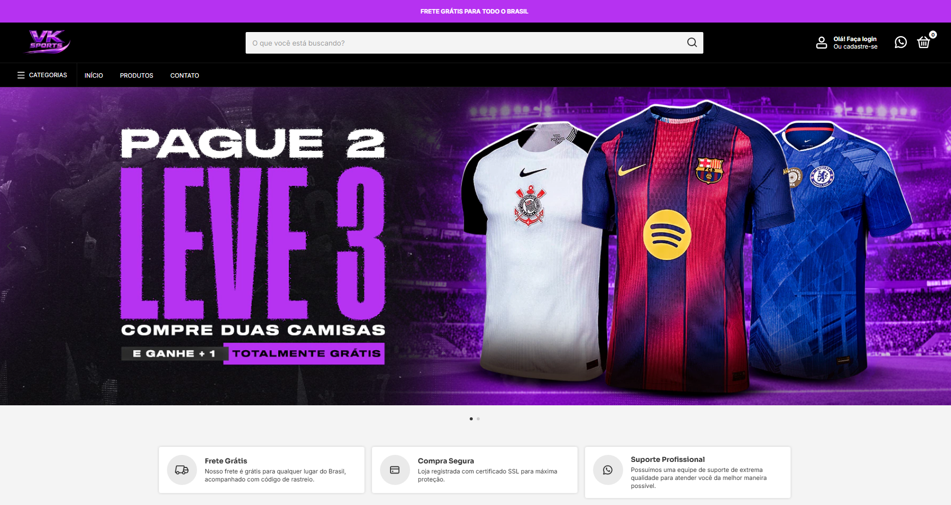 Screenshot do site VK Sports